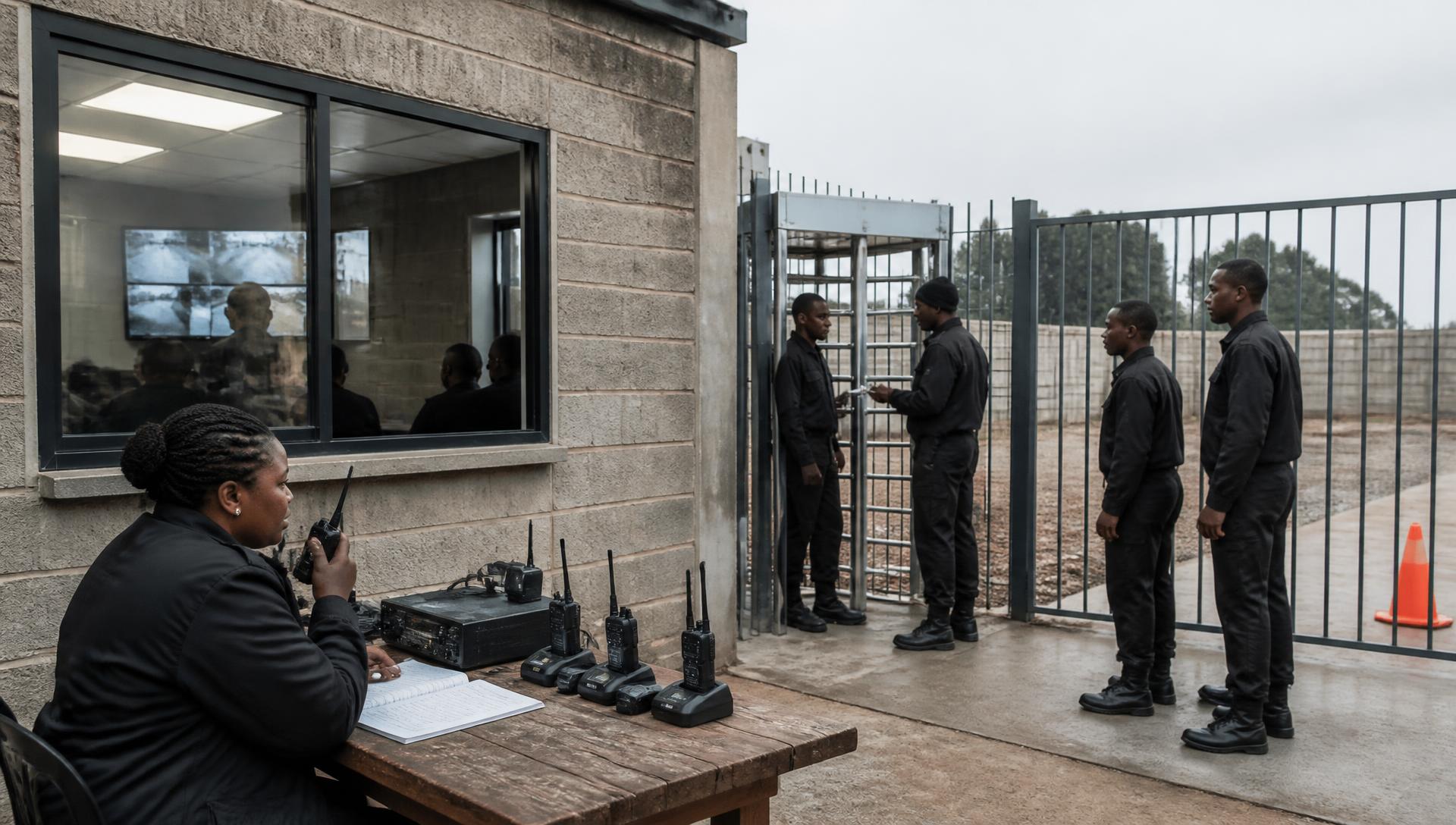 Security trainees at access control gate practical session